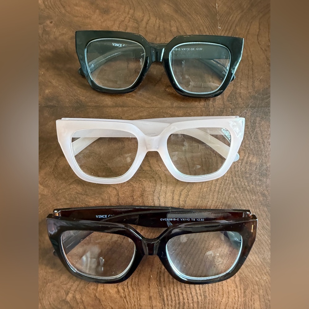 Vince Camuto Women's Glasses in Black, Light Pink, and Brown +2.50